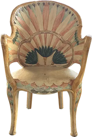 Antique Hand Painted Wooden Chair PNG image