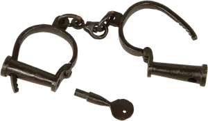 Antique Handcuffsand Key PNG