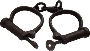 Antique Handcuffswith Key PNG image