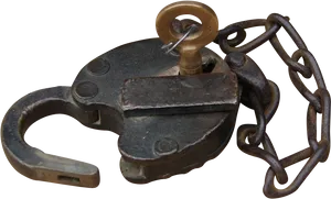 Antique Handcuffswith Keyand Chain.png PNG image
