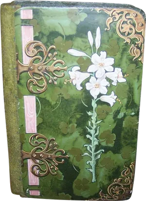 Antique Lily Decorated Book Cover PNG image