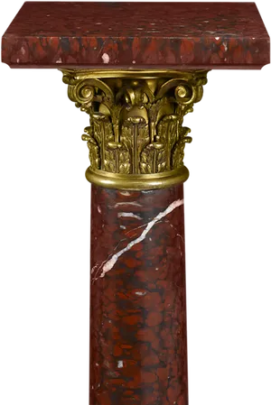 Antique Red Marble Pillarwith Golden Capital PNG image