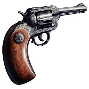 Antique Revolver Engraving Png 20 PNG image