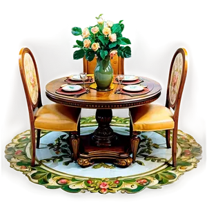 Antique Round Table Artwork Png Tio PNG image