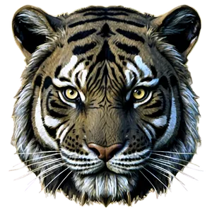 Antique Tiger Face Drawing PNG Eab PNG