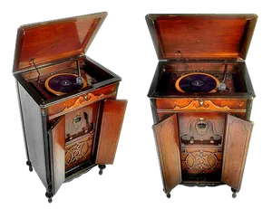 Antique Victrola Phonograph Twin View