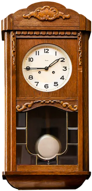 Antique Wooden Pendulum Clock PNG