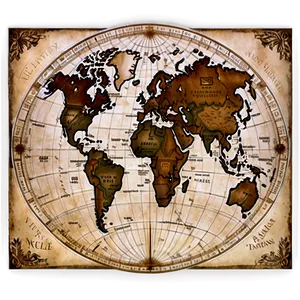 Antique World Map Png 05032024 PNG image