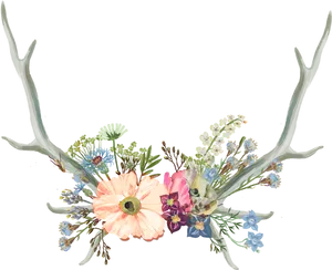 Antler Floral Arrangement Art PNG image