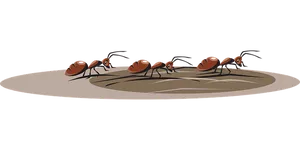 Ants_ Gathering_ Around_ Anthill_ Illustration PNG image
