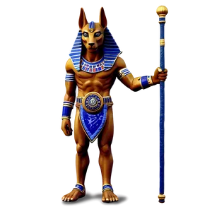 Anubis Holding Staff Png Ybt PNG image