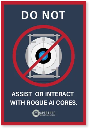 Aperture Science A I Core Warning Sign PNG image