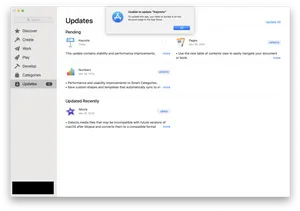 App Store Update Error Screen PNG image