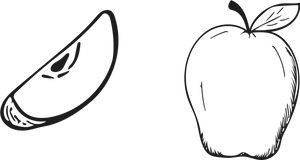 Apple_and_ Slice_ Line_ Art