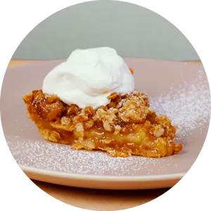 Apple Crumble Piewith Whipped Cream PNG image