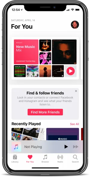 Apple Music For You Section Screenshot PNG image