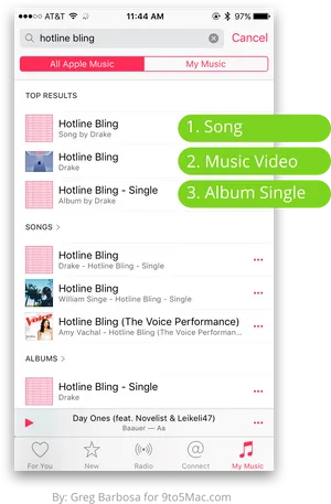 Apple Music Hotline Bling Search Results PNG image