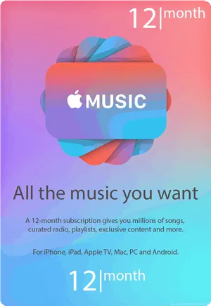 Apple Music Subscription Advert PNG image