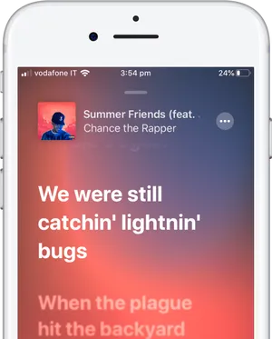 Apple Music Summer Friends Lyrics Display PNG image