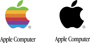 Apple Rainbow Logo Black Background PNG image