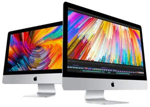 Applei Mac Dual Display Setup PNG image
