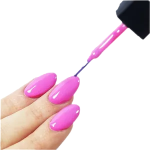 Applying Pink Nail Polish