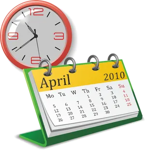 April Calendar Clock Clipart2010 PNG image