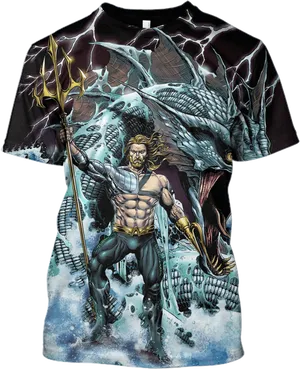 Aquaman Comic Art T Shirt Design PNG image