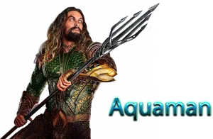 Aquaman Heroic Pose With Trident PNG image