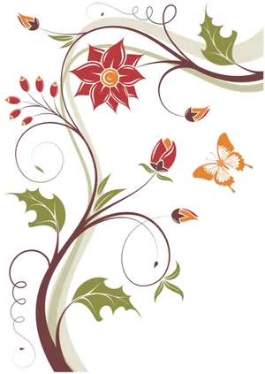 Arabesque Floral Butterfly Design PNG image