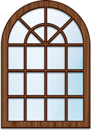 Arched Wooden Window Design PNG image