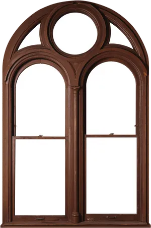 Arched Wooden Window Frame PNG image