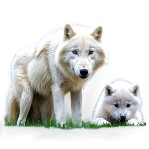 Arctic Wolf With Cubs PNG Lkg69