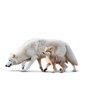 Arctic Wolf With Cubs PNG Wbn