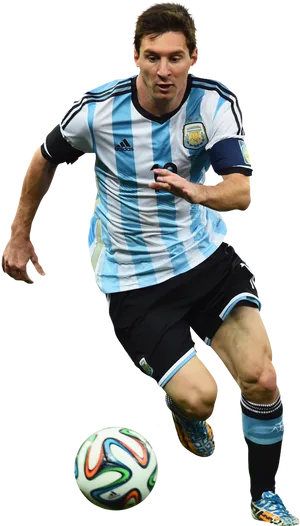 Argentinian Footballer In Action PNG image