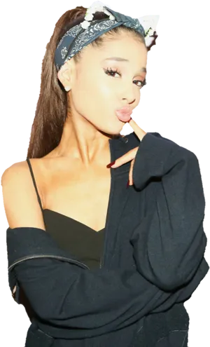 Ariana Grande Pouting Pose PNG image