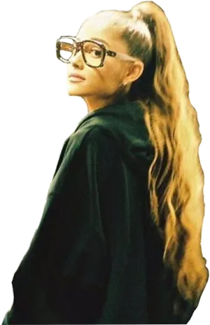 Ariana Grande Side Posewith Glasses PNG image