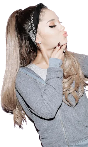 Ariana Grande Side Posewith Headband PNG image