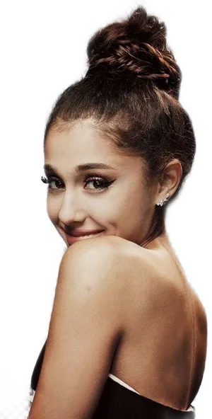 Ariana Grande Smiling Over Shoulder PNG image