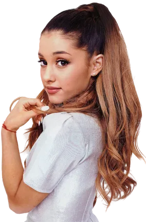 Ariana Grande White Top Pose PNG image