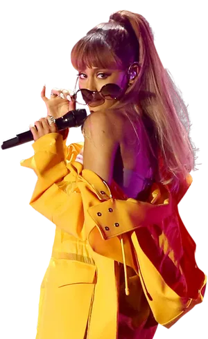 Ariana Grande Yellow Performance Outfit PNG image