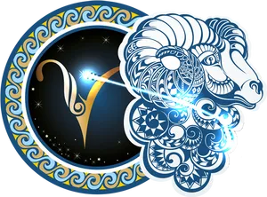 Aries Zodiac Sign Artwork PNG image