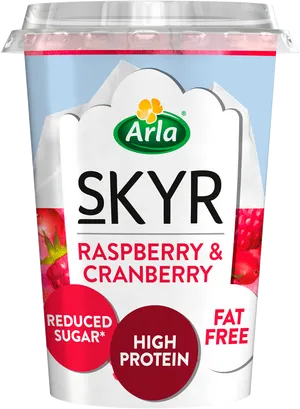 Arla Skyr Raspberry Cranberry Yogurt Packaging PNG image