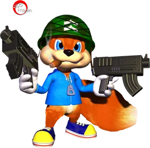 Armed Cartoon Squirrel Character PNG image