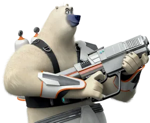 Armed Polar Bear Madagascar Character PNG image