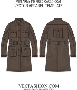 Army Inspired Cargo Coat Vector Template PNG image