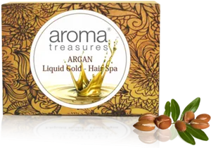 Aroma Treasures Argan Liquid Gold Hair Spa Product PNG image