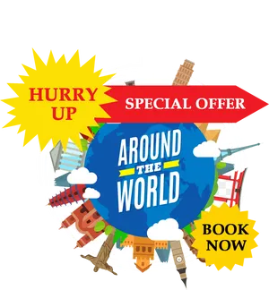 Around The World Travel Deal Promotion PNG image