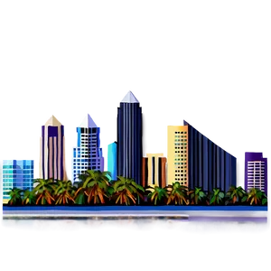 Art Deco Miami Skyline Png 1 PNG image