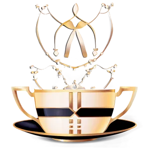 Art Deco Tea Cup Style PNG 90